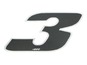 Aufkleber Startnummer, Ziffer 3, medium, schwarz/ Chromrand