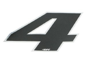 Aufkleber Startnummer, Ziffer 4, medium, schwarz/ Chromrand