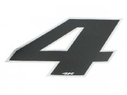 Aufkleber Startnummer, Ziffer 4, medium, schwarz/ Chromrand