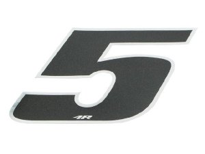 Aufkleber Startnummer, Ziffer 5, medium, schwarz/ Chromrand