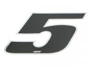 Aufkleber Startnummer, Ziffer 5, medium, schwarz/ Chromrand