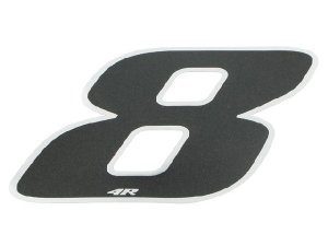 Aufkleber Startnummer, Ziffer 8, medium, schwarz/ Chromrand