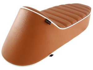 Sportsitzbank SIP Longtail fr Vespa 50-125/PV/ET3, braun abgesteppt, Keder: wei
