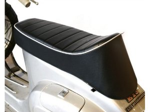 Sportsitzbank SIP Longtail fr Vespa 50-125/PV/ET3, sch warz abgesteppt, Keder: grau