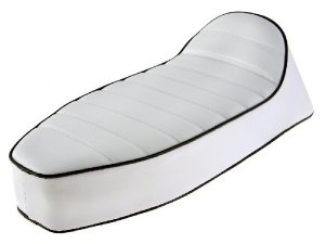 Sportsitzbank SIP Longtail fr Vespa 50-125/PV/ET3, wei abgesteppt, Keder: schwarz
