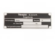 Typenschild Vespa GmbH Augsburg, fr Vespa alle dt....