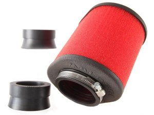 Rennluftfilter MALOSSI E15 Red Filter,  Anschluss: 42/50/58,5mm,  Filter: rot, Kappe: schwarz, 