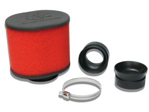Rennluftfilter MALOSSI E15 Red Filter,  Anschluss: 42/50/58,5mm,  Filter: rot, Kappe: schwarz, 