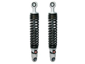Stodmpfer MALOSSI RS24 TWIN  hinten fr APRILIA Scarabeo Special/DERBI 125-300 Rambla /PIAGGIO 125-300 Beverly/125 -300 Carnaby  Krper: silber, Feder: schwarz,  Aufnahme: Auge/Auge