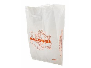 Tüte MALOSSI Karton, weiß, Schrift rot, Plastik, L 59...