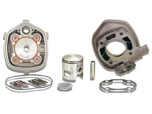 Rennzylinder MALOSSI 68ccm  fr APRILIA/MORINI 50ccm 2T LC  Graugu,  2 Kolbenring(e), KB  12mm, inkl. Zylinderkopf,  47,0mm,  pat nur bis Bj. 2001,  Ausla steht gerade; KB =12mm