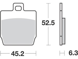 Bremsbelge MALOSSI Sport, S32,  hinten, fr MBK Nitro (`97 -`98)/Aerox (`97-),  52,5x45,2x6,3mm  mit ABE, e24 Prfzeichen