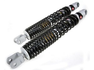 Stodmpfer MALOSSI RS24 TWIN  hinten fr MALAGUTI 250 PassWord  Krper: silber, Feder: schwarz