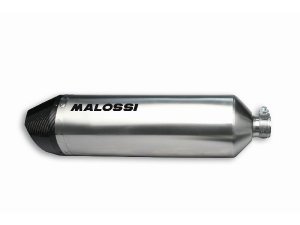 Rennauspuff MALOSSI RX, mit Katalysator, fr SUZUKI 400 Burgman K7/K8/K9/K10 4T, LC, i.e.,  silber, Dmpfer: Edelstahl,  mit E-Norm, mit Carbon Endkappe