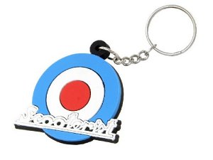 Schlsselanhnger SIP Scooterist MOD target, blau /wei/rot, Gummi, rund,  40 mm