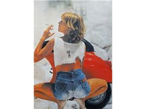 Poster Vespa V50 - Mdchen mit Zigarette L 640mm, B 470mm