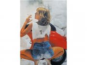 Poster Vespa V50 - Mdchen mit Zigarette L 640mm, B 470mm