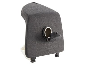 Gepckfachblende links, SIPSTYLE fr Vespa GTS/GTS Super/GTV/GT60/GT/GT L 125-300ccm schwarz, inkl. 12 Volt Zigarettenanznder-/NormSteckdose