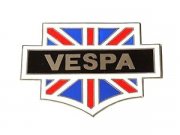 Plakette VESPA, Union Jack, Metall, 105x80mm lackiert