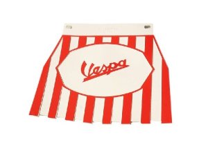 Spritzlappen Vespa, blaue Schrift, rot/weiß gestreift