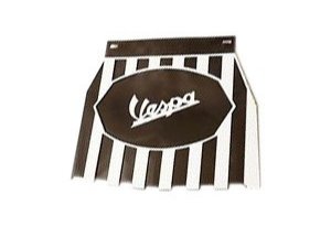 Spritzlappen Vespa, blaue Schrift, schwarz/weiß gestreift