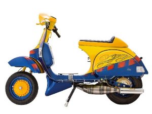 Rennauspuff SIP Performance 2.0 fr Vespa 200 Rally/P200E /PX200 E/Lusso ->`94/Cosa 1 200 Stahl, klarlackiert, Dmpfer: Edelstahl, lefthand, breitreifentauglich, BSAU 193 A 1990 T3