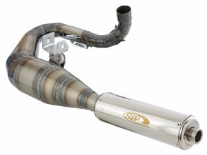 Rennauspuff SIP Performance 2.0 fr Vespa 200 Rally/P200E /PX200 E/Lusso ->`94/Cosa 1 200 Stahl, klarlackiert, Dmpfer: Edelstahl, lefthand, breitreifentauglich, BSAU 193 A 1990 T3