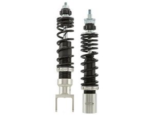 Stodmpferkit SIP PERFORMANCE 2.0 vorne & hinten fr Vespa P80-150X/P200E/PX80-200E/Lusso /`98/MY/`11/T5 Aluminium, Krper: silber, Feder: schwarz, Hrte: M, 70 /150 LB, Federvorspannung: einstellbar, Zugstufeneinstellung: 20-fach, L 240/340 mm