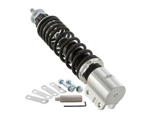 Stodmpfer SIP PERFORMANCE 2.0 vorne fr Vespa P80-150X /P200E/PX80-200E/Lusso/`98 /MY/`11/T5 Aluminium, Krper: silber, Feder: schwarz, Hrte: M, 70 LB, Federvorspannung: einstellbar, Zugstufeneinstellung: 20-fach, L 240 mm