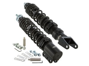 Stodmpferkit SIP PERFORMANCE 2.0 vorne & hinten fr Vespa P80-150X/P200E/PX80-200E/Lusso /`98/MY/`11/T5 Aluminium, Krper: schwarz, Feder: schwarz, Hrte: M, 70 /150 LB, Federvorspannung: einstellbar, Zugstufeneinstellung: 20-fach, L 240/340 mm