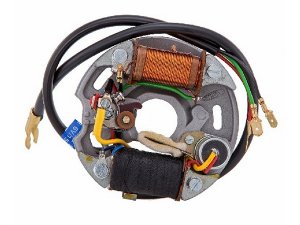 Zndgrundplatte SIP fr Vespa 50/N/L/R 1/Special V5A2/V5B1 1 innenliegende Zndspule, 2 Spulen, 6V, 15 Watt, runder Unterbrecher, mit Zndkabel