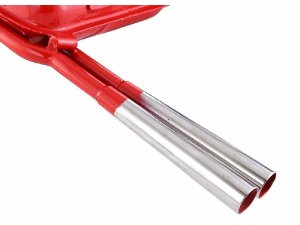 Rennauspuff SIP ROAD 2.0 Sport Optik fr Vespa 125 VNA-TS/150 VBA-T4/PX80-150/PE/Lusso Stahl, rot, breitreifentauglich, mit 2 verchromten Endrohren, groer Krmmer