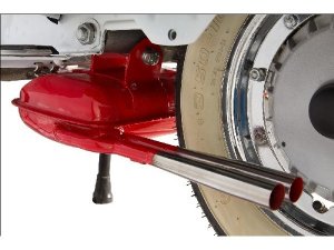 Rennauspuff SIP ROAD 2.0 Sport Optik fr Vespa 125 VNA-TS/150 VBA-T4/PX80-150/PE/Lusso Stahl, rot, breitreifentauglich, mit 2 verchromten Endrohren, groer Krmmer