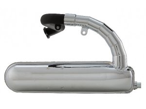Rennauspuff SIP ROAD Banane fr Vespa 50/N/L/R/S/Special /SR/SS Stahl, chrom, groer Krmmer