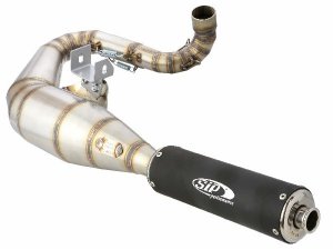 Rennauspuff SIP Performance 2.0 fr Vespa 200 Rally/P200E /PX200 E/Lusso ->`94/Cosa 1 200 Edelstahl, Dmpfer: Aluminium, Farbe (ESD): schwarz, lefthand, breitreifentauglich, BSAU 193 A 1990 T3