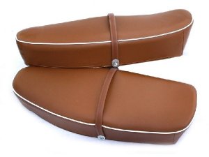 Sitzbank für Vespa 50-125/PV /ET3, braun, Keder: weiß,...