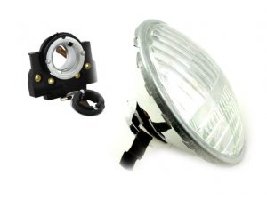 Scheinwerfer SIEM fr Vespa 50 N/L/R, 105mm, rund,  105 mm, Echt Glas, Streuscheibe, Fern&Abblendlicht Sockel: BA20d, Standlicht Sockel: Ba15s, mit Prfzeichen