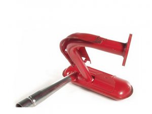 Auspuff SERIE PRO Sport Replika fr Vespa 50/N/L/R/S /Special/SR/SS Stahl, rot, Dmpfer: chrom, lefthand, mit 1 verchromten Endrohr