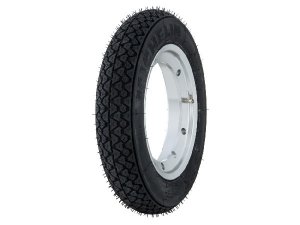 Reifen MICHELIN S83, Klassik  3.00-10 42J,  reinforced  KBA 50133, Special Pack auf Felge SIP 2.10-10 schlauchlos, Aluminium poliert, montiert, fahrfertig!