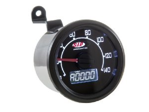 Drehzahlmesser/Tacho SIP 2.0  fr Vespa 50 N/L/R/S/90  rund,  48 mm, - 140 (km/h /mph) / 14.000 (Umin/rpm),  Ziffernblatt: schwarz,  digital/analog, 19 Funktionen