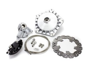 Scheibenbremse Grimeca NT Vollhydraulisch, Grimeca NT abgedreht, Malossi Whoop, Brembo 11mm, silber, Gasgriffsystem Scooter and Service Vespa PX, Pk