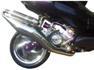 Rennauspuff Pipe Design Automatik Piaggio Gilera 2 Takt Maxi 125, 150, 180 Hornet automatic - normales Stahlblech