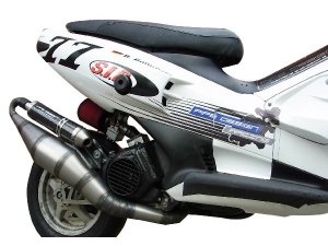 Rennauspuff Pipe Design Automatik Piaggio Gilera 2 Takt Maxi 125, 150, 180 Hornet automatic EVO - normales Stahlblech