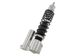 Stodmpfer SIP PERFORMANCE 2.0 RACE vorne fr Vespa P80 -150X/P200E/PX80-200E/Lusso /`98/MY/`11/T5, Krper: silber, Feder: schwarz, Hrte: M, 70 LB, L 240 mm,  Druckstufeneinstellung: 9-fach, Federvorspannung: einstellbar, Zugstufeneinste  llung: 20-fac