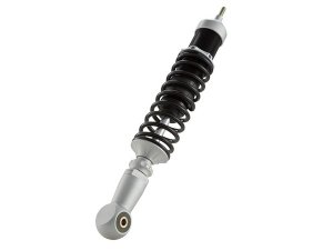 Stodmpfer SIP PERFORMANCE hinten fr Vespa 125 VN1T 06001-> VN2T/ACMA 2/VL/VB1 /VD/VGL1/GS, Krper: silber matt, Feder: schwarz, Aufnahme: Gewinde/Auge,  Aluminium eloxiert
