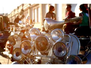 Poster SIP Vespa GS mit Lampen oben 60s KLASSIK, L 650mm, B 480mm