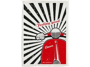 Kchentuch SIP Feeling Good Vespa, Canvas, 100% Baumwolle, L 700 mm, B 500 mm, 2-farbiger Druck auf weiem Kchentuch