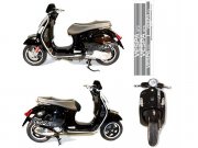 Aufkleberdekorset SIP fr Vespa GTS, schwarz glnzend, L...