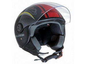 Helm MALOSSI Jet, Gr. XS, 53-54cm, schwarz -glnzend, (klar), mit Visier, Jethelm, GFK, 1050g, 22-05 homologiert
