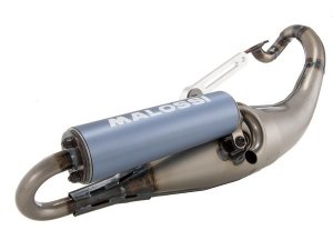 Rennauspuff MALOSSI Flip, fr MBK/YAMAHA Nitro/Aerox/Jog R lackiert, Dmpfer: Aluminium, Farbe (ESD): graublau, E-Pass